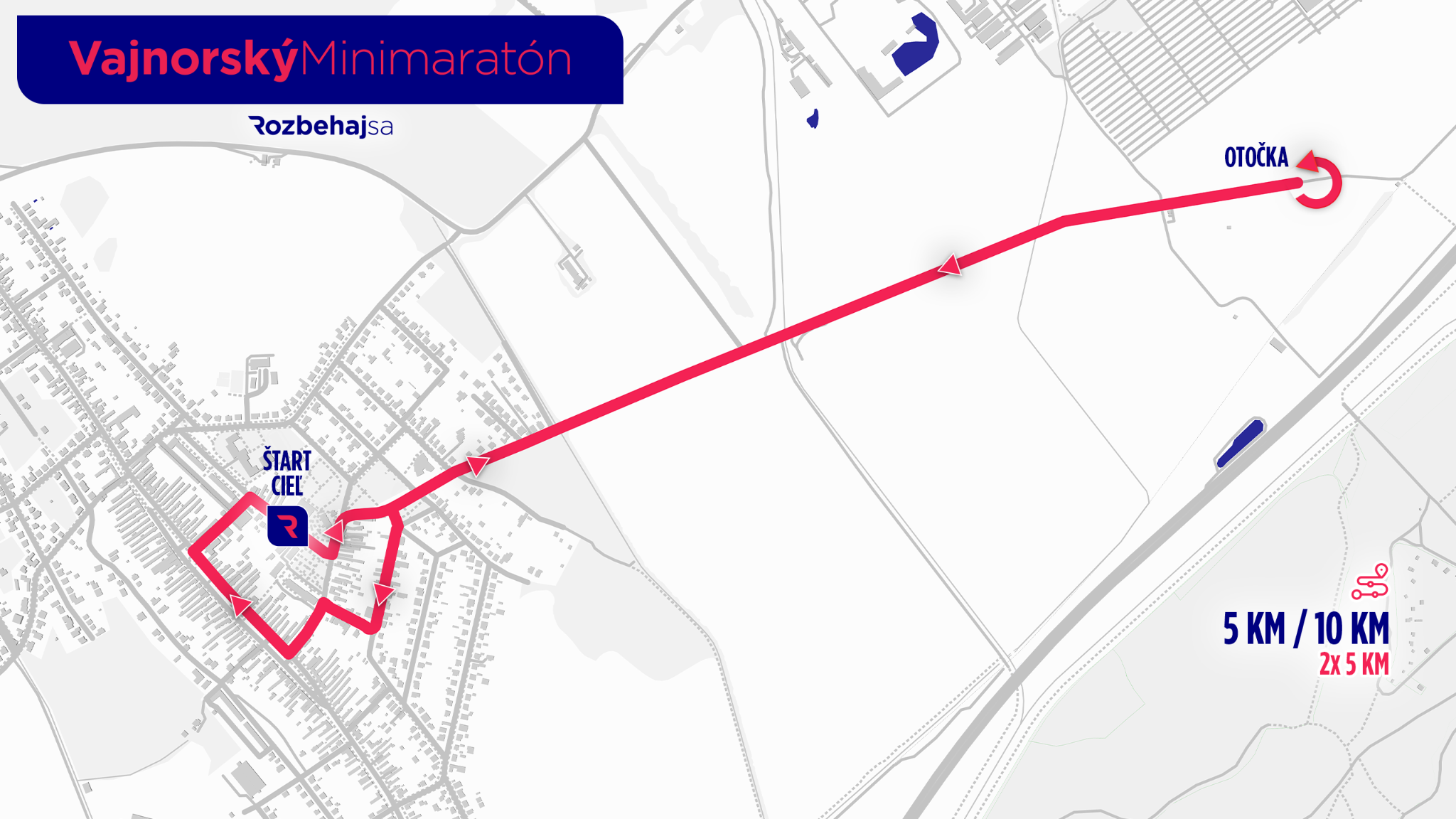 Mapa trate Vajnorského minimaratónu 2026